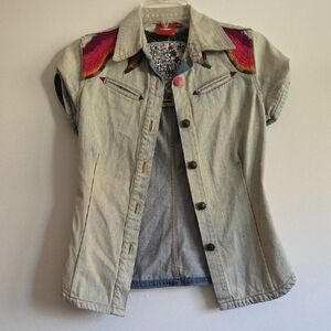 Oilily Denim Jacket with Pink and Purple Accents